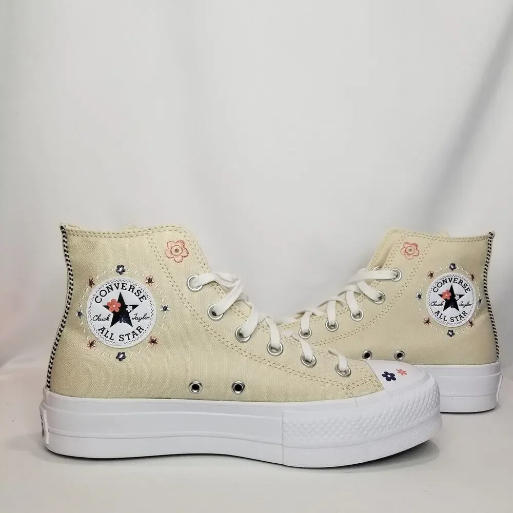 Converse Women's CTAS Lift Platform Petite Petals Hi Tops Size 8.5 A14265C NWT - Picture 6 of 9